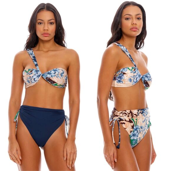 Aqua Bendita Swimsuit Size XL Blue Multicolor 2 Piece Mariette-Etta - Picture 1 of 12